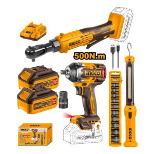 Combo Llave De Impacto 500nm A Bateria + Llave Crique Color Amarillo Frecuencia 50 60