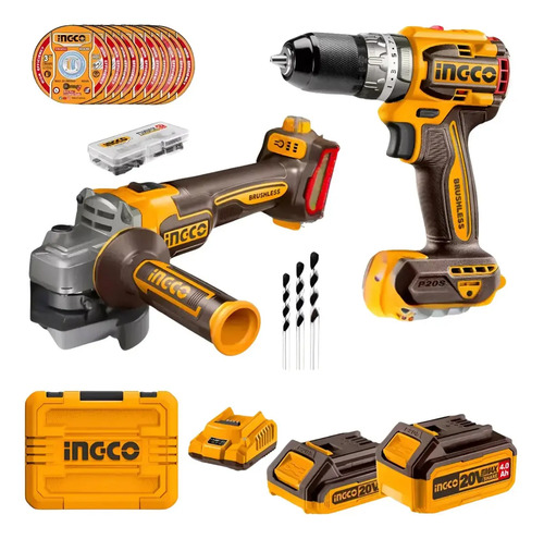 Combo Atornillador C Percutor (cidli20602) Mas Amoladora (cagli21154) 2 Bat Carg Mas Valija Ingco Ckli20273 Naranja Claro 50hz/60hz - Imagen 6