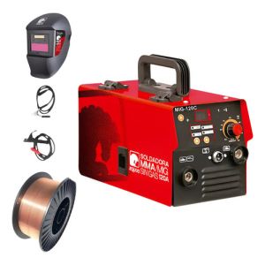 Soldadora Inv Igbt Mma Mig Sin Gas 120a +careta+1k Alambre Rojo