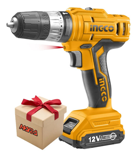 Taladro Atornillador Percutor 12v 2 Bat Ingco Mara + Regalo