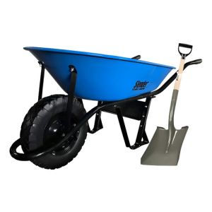 Carretilla Calibrada 70lts Rueda Inflable + Pala De Regalo Azul