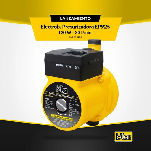 Bomba Presurizadora Elevadora Presión 30l/m 10bar 120w Ep925 - Imagen 3