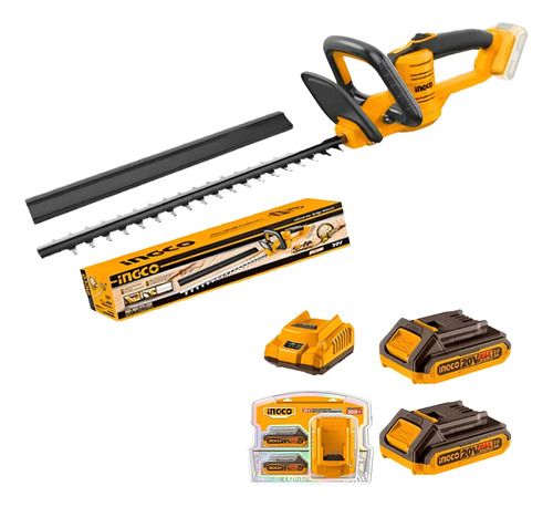 Kit Corta Cerco Chtli200181 + 2 Bat + Carg 20v P20s Ingco Naranja - Imagen 9