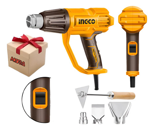 Pistola De Calor 2000w Ingco Hg200078 + Regalo! Amarillo