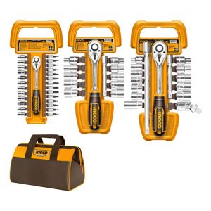 Set 57 Piezas Crique Dados 1/4 3/8 1/2 Bolso Ingco Cos23092 Amarillo
