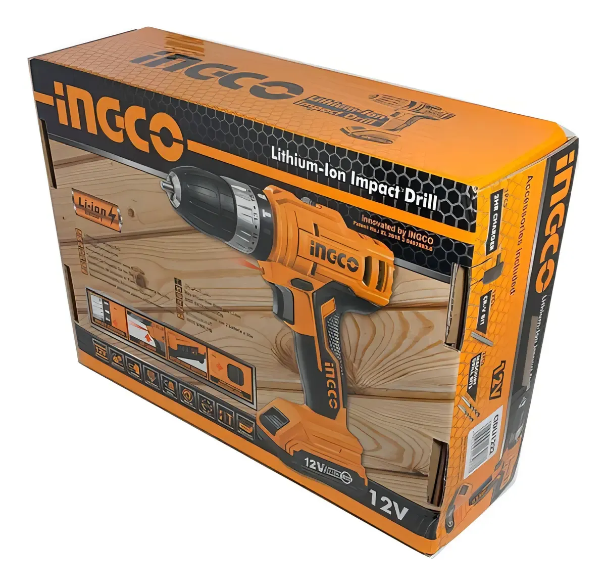 Taladro 10mm Atornillador Percutor 12v 2 Bat Cidli1222 - Smf Color Anaranjado - Imagen 3