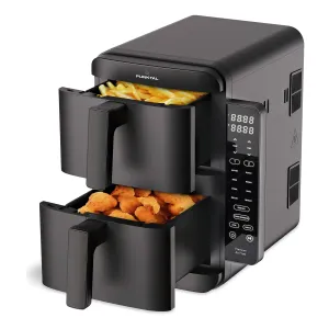 Freidora Sin Aceite Doble 4 + 4 Lts Digital Pk-390 Fd Color Negro