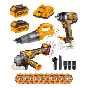 Kit Llave Impacto + Esmeril + Aspiradora Ingco Cosli240789