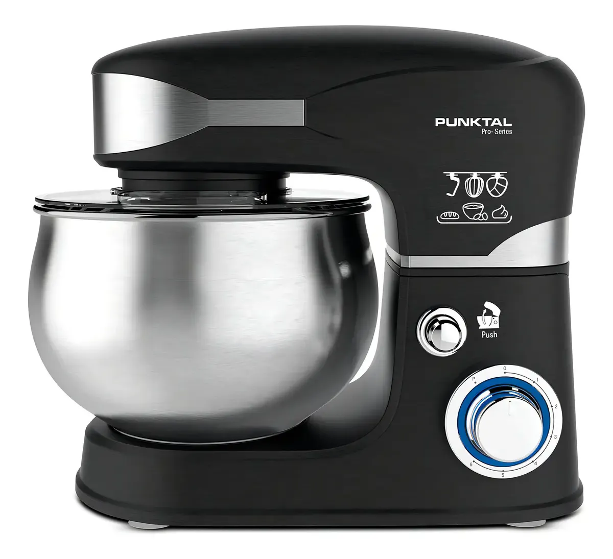 Batidora Planetaria Punktal PK-9370 1300W 5L Negra Acero 6 Velocidades