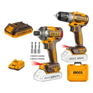 Set Atornillador De Impacto A Bateria + Atornillador Color Naranja claro