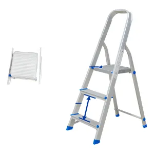 Escalera Familiar Aluminio 3 Escalones Color Inox