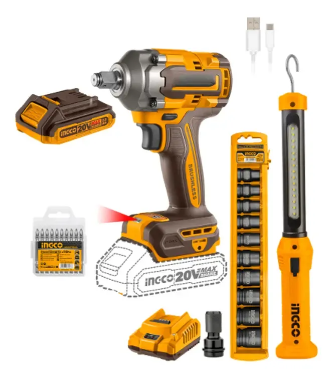 Ingco COSLI23048 Llave De Impacto 400nm + Linterna Color Naranja 50/60Hz