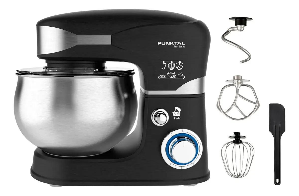 Batidora Planetaria Punktal PK-9370 1300W 5L Negra Acero 6 Velocidades - Imagen 4