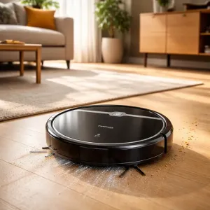 Aspiradora Robot Punktal Trapeadora Vuelve A La Base Color Negro