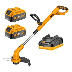 Cortadora de césped, 2 baterías, 20 V, 4 Ah, Cgtli20018 Ingco, color naranja
