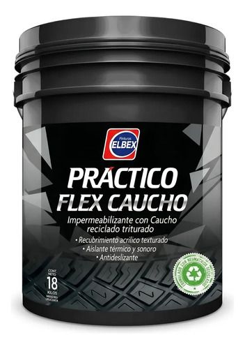 Membrana Líquida Elbex 18 Kg Con Goma De Caucho Exterior Blanco Semi Mate