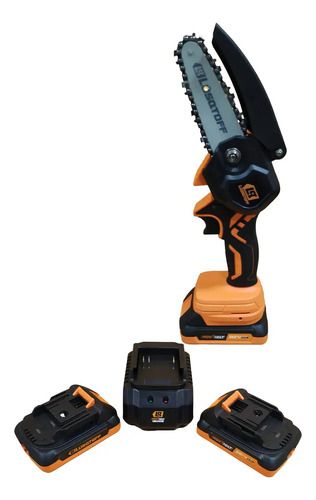 Mini Motosierra A Bateria Lusqtoff Black Series Cargador 2 Bat Color Naranja - Imagen 2