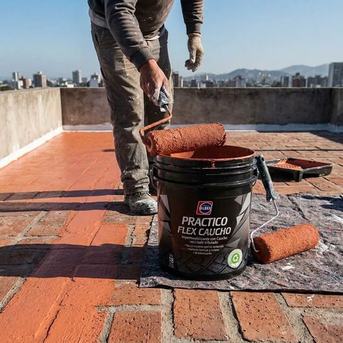 Membrana Líquida Elbex 18 Kg Con Goma De Caucho Exterior Terracota Semi Mate - Imagen 3