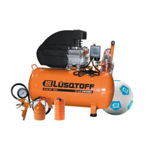 Compresor De Aire 50 Litros Kit Aire 3 Pzs Lusqtoff Portatil Con Pelota Naranja Oscuro