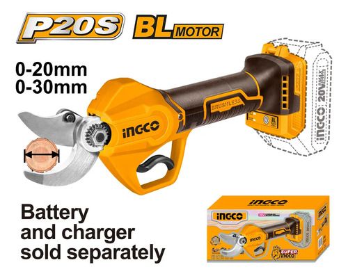 Tijera De Poda A Bateria 20-30mm Brushless C/2 Bat Y Carg Amarillo - Imagen 3