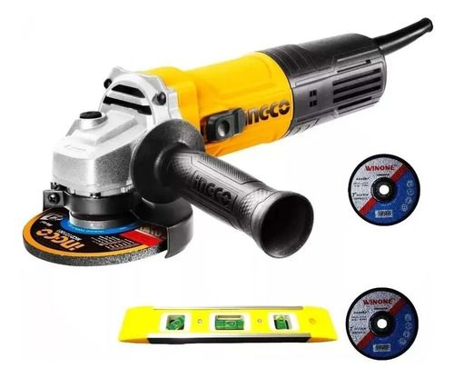 Amoladora Angular 4 1/2 750w Ingco Ag75028 + Disco De Corte Naranja 50 Hz/60 Hz