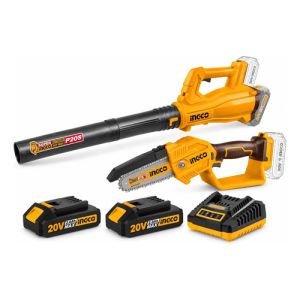 Combo Sopladora-motosierra 5 A Batería, 2 Bat 2ah Y Cargador Amarillo
