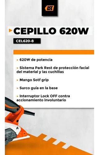 Cepillo Garlopa Carpintero 620w 82x2mm Lusqtoff Color Naranja - Imagen 4