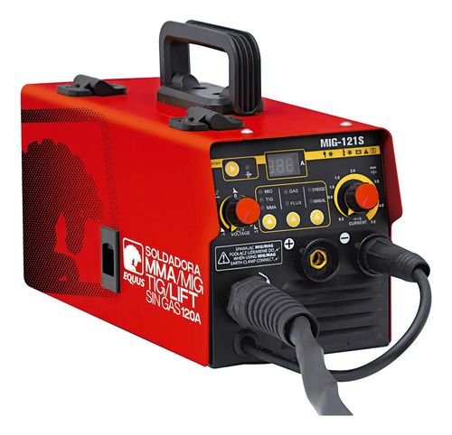 Soldadora Equus Flux Mig Con Y Sin Gas/mma/tig Lift 120 Amp Rojo