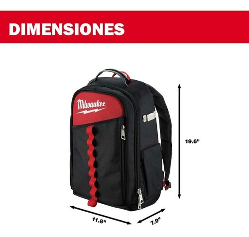 Mochila Portaherramientas Milwaukee Backpack 48-22-8202 Color Rojo/negro - Imagen 4