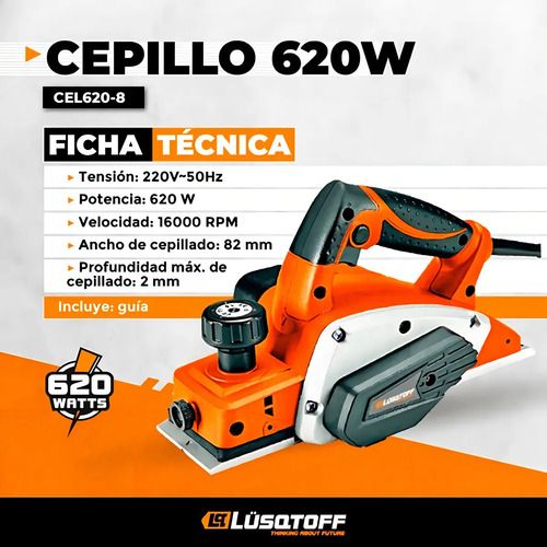 Cepillo Garlopa Carpintero 620w 82x2mm Lusqtoff Color Naranja - Imagen 3