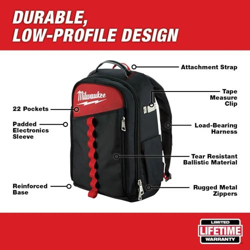 Mochila Portaherramientas Milwaukee Backpack 48-22-8202 Color Rojo/negro - Imagen 10