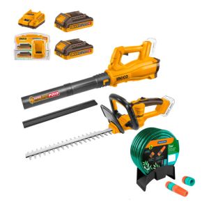 Sopladora, Corta Cerco Ingco 2 Baterías Cargador Y Regalo Amarillo