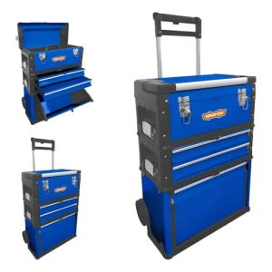 Carro Valija Caja Herramientas Metal Y Plástico Wadfow Azul
