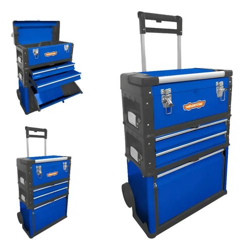 Carro Valija Caja Herramientas Metal Y Plástico Wadfow Azul