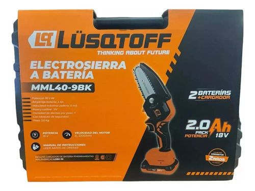 Mini Motosierra A Bateria Lusqtoff Black Series Cargador 2 Bat Color Naranja - Imagen 9