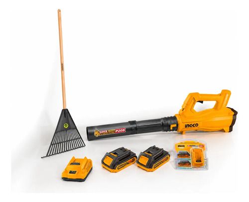 Sopladora Con 2 Baterías Y Cargador Ingco Cabli203235 Amarillo