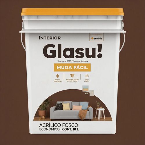 Látex Interior Glasu! Antihongos - 18 Lts Acabado Mate Lámina Afilada Mate