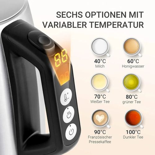 Hervidor Eléctrico Midea Digital Pro Mk-17s30b2-e5, 1,7 L, Plata Plateado - Imagen 3