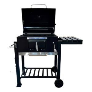 Parrillero Portaril A Carbon Con Ruerdas - 115x60x108 Cm Negro