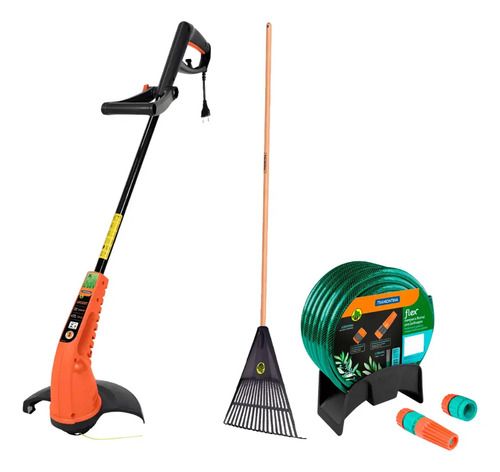 Bordeadora Electrica Tramontina 1500w +kit De Manguera Riego Naranja