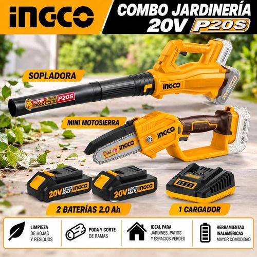 Combo Sopladora-motosierra 5 A Batería, 2 Bat 2ah Y Cargador Amarillo - Imagen 3