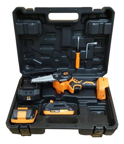 Mini Motosierra A Bateria Lusqtoff Black Series Cargador 2 Bat Color Naranja