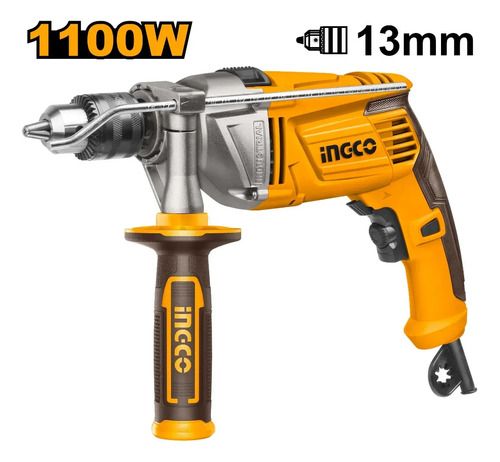 Taladro Percutor Ingco Id11008 1100w Velocidad Variable Color Amarillo Naranja Claro 60 Hz - Imagen 2
