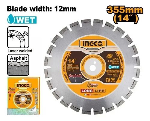 Disco De Diamantede Corte Ingco Dmd033553 355mm X 1.2cm Color Amarillo - Imagen 2