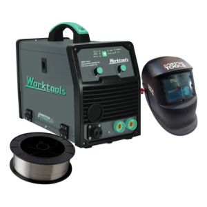 Soldadora Worktools Mig 160ah, Mascara Y Alambre De 5kg Rega Gris Oscuro