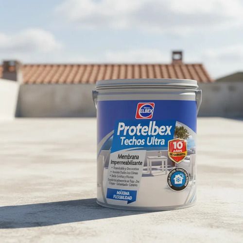 Impermeabilizante Exterior Elbex Protelbex Techos Ultra Para Techos Color Blanco Acabado Mate 20kg - Imagen 2