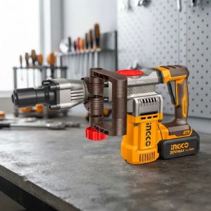 Martillo Demoledor Profesional Ingco 20v 16j Con Accesorios Amarillo Naranja