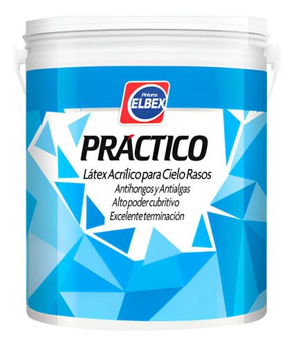 18lt Pintura Elbex Practico Latex Cielos Rasos Antihongos Acabado Mate Color Blanco