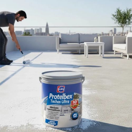 Impermeabilizante Exterior Elbex Protelbex Techos Ultra Para Techos Color Blanco Acabado Mate 20kg - Imagen 3