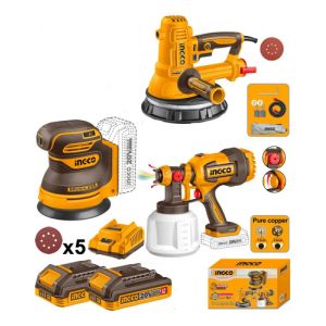 Kit Lijadora Yeso Orbital + Pistola Pintar Ingcco Sli250282